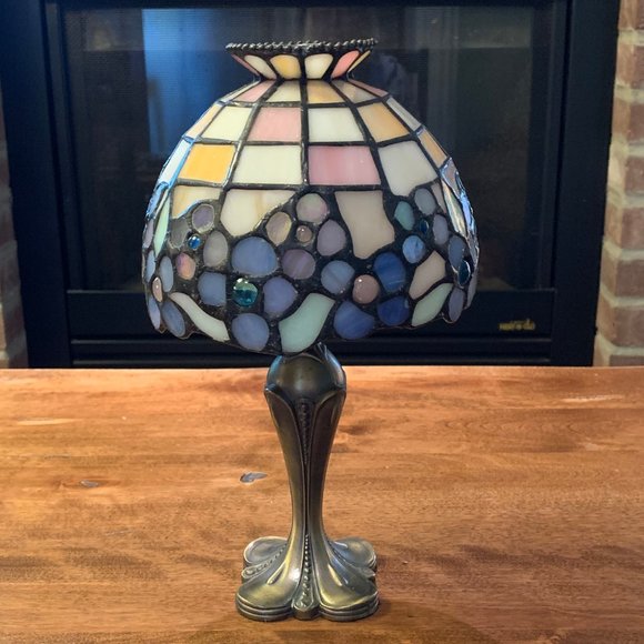 PartyLite Hydrangea Tiffany Style Stained Glass 2 Pc Tea Light Candle Holder - Picture 5 of 12
